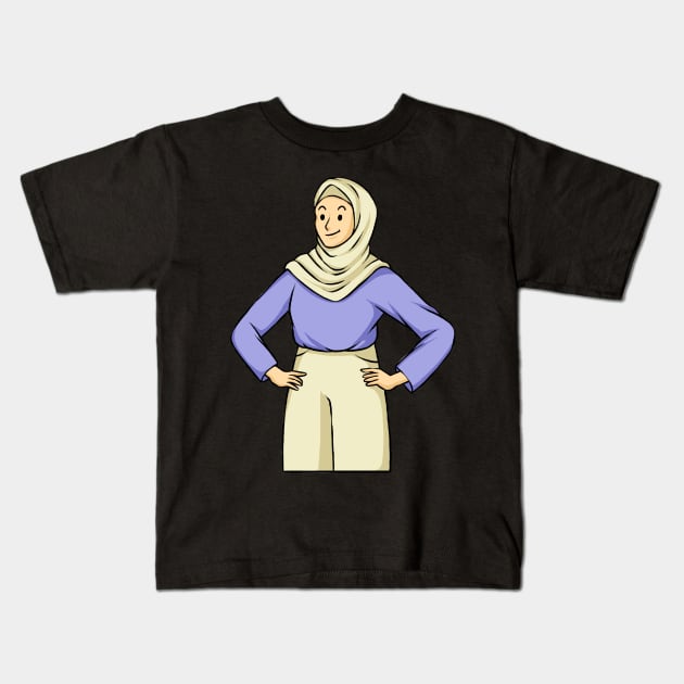 Woman Wearing Hijab Kids T-Shirt by fromherotozero